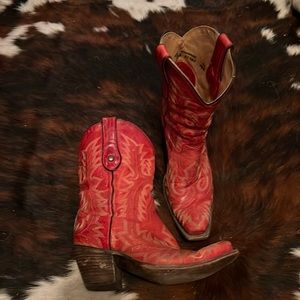 Corral Snip Toe Red Cowgirl Boots